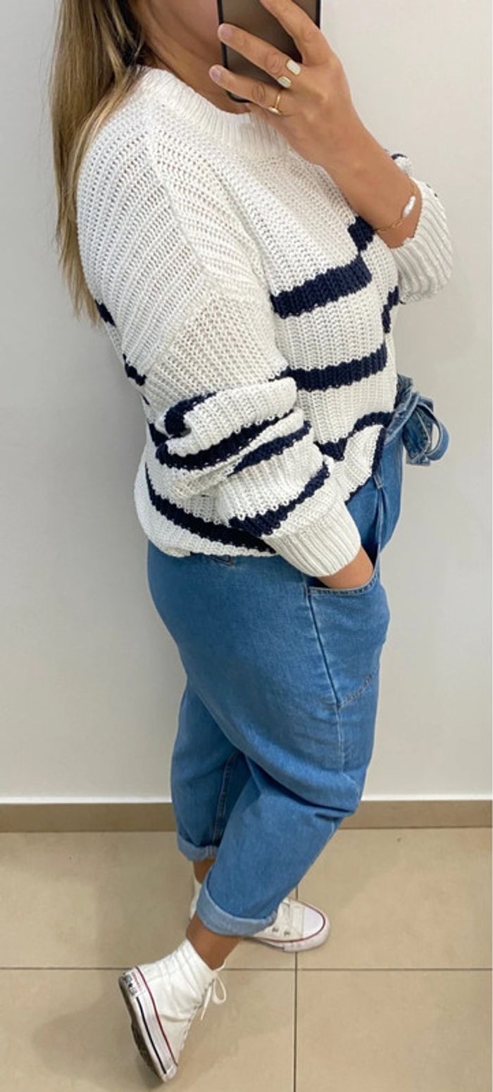 Superbe Pull Ample Bicolore Taille L - photo numéro 7