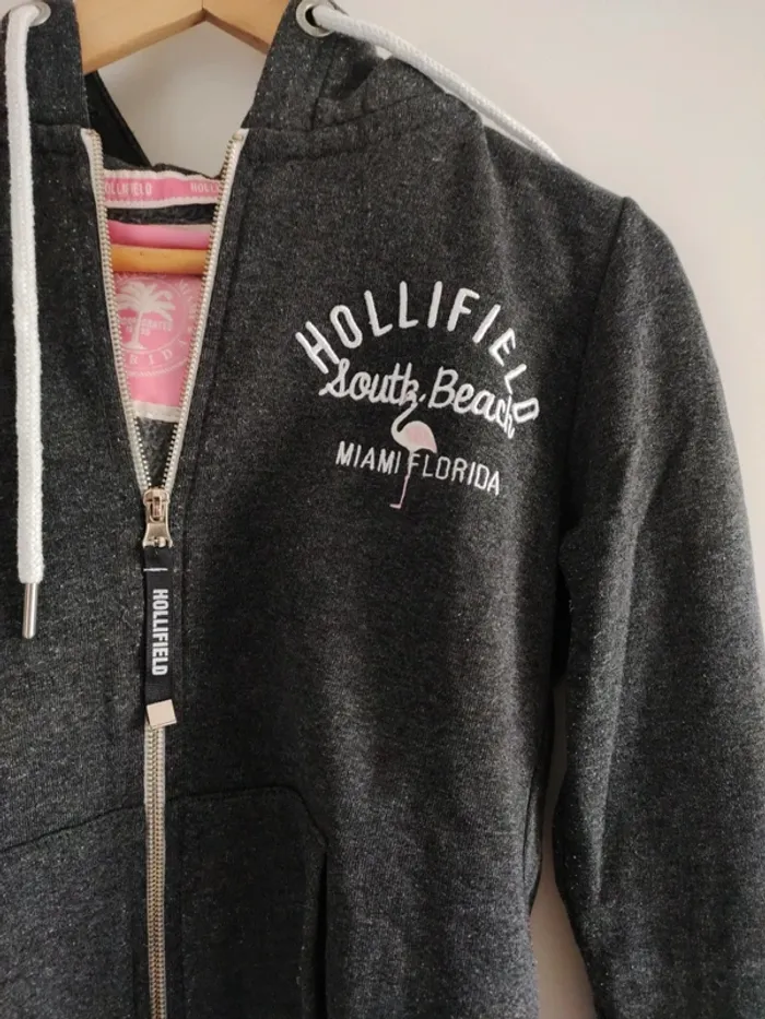 Sweat capuche zippé gris foncé chiné - Hollifield - S - photo numéro 2