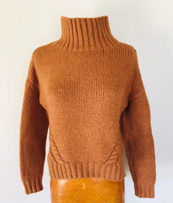Pull col cheminée camel