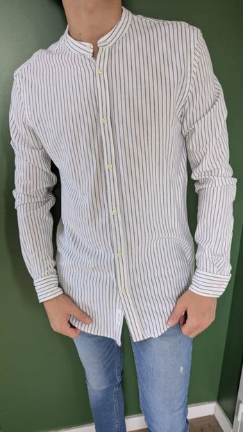 Chemise à rayures homme Zara à col mao
