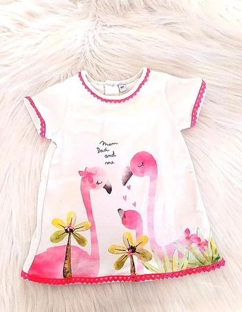 Tee-shirt long tunique flamands roses bébé fille 18 mois