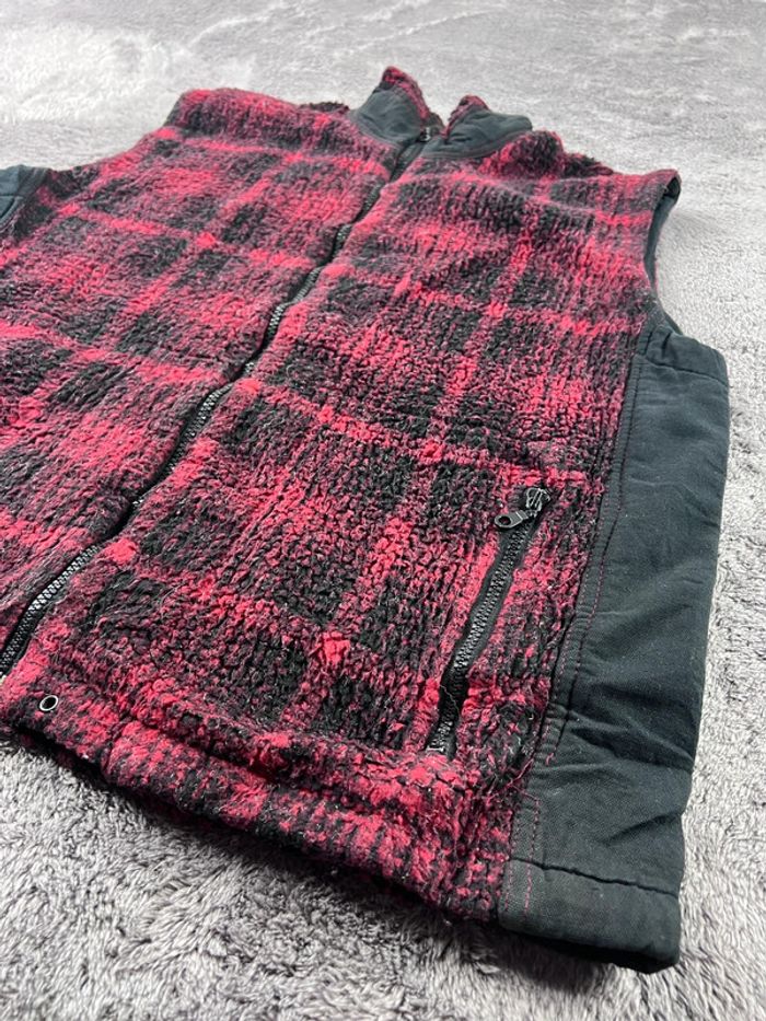 Ouray Gilet polaire vintage sans manches à carreaux rouge/noir – Taille S - photo numéro 11