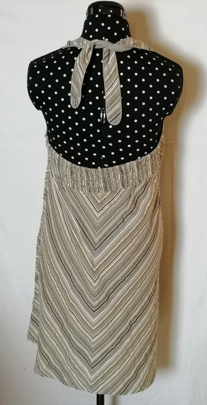 Robe d'été à rayures beige marron gris argenté taille L Agathe Velmont - photo numéro 5