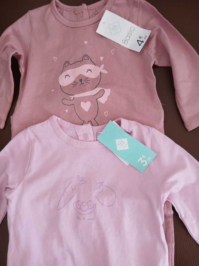 lot 2 pyjamas en coton fille tex baby 67 cm 6 mois - photo numéro 2