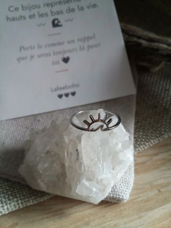 Bague vague de la vie argentée+ carte