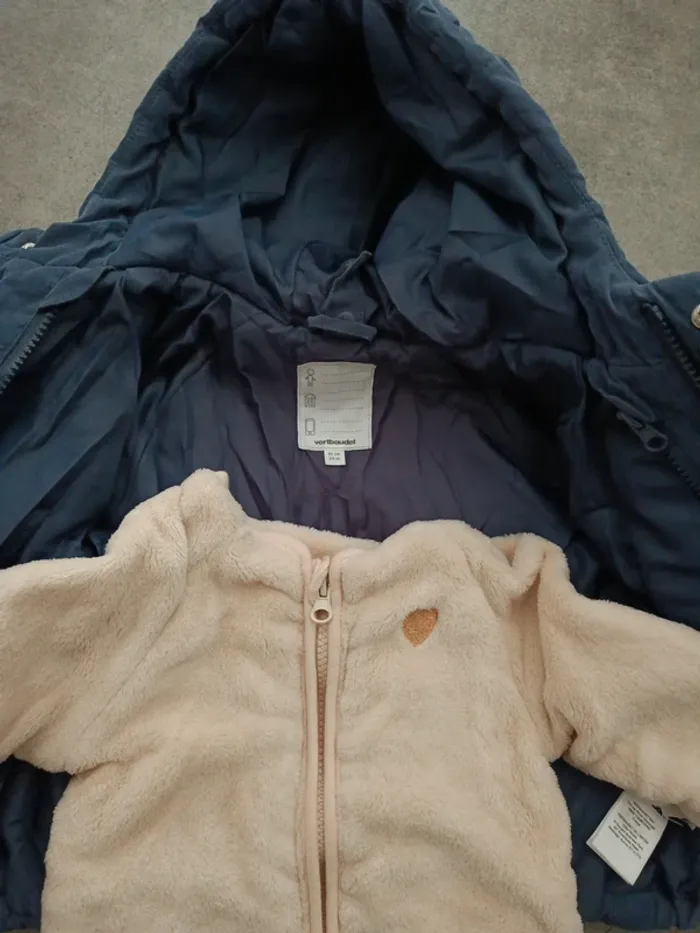 Manteau doublé bleu tout doux Verbaudet 86cm - photo numéro 3