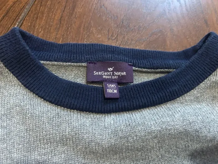 Pull garçon gris chiné en coton garçon motif tête de tigre Sergent major 5ans - photo numéro 5