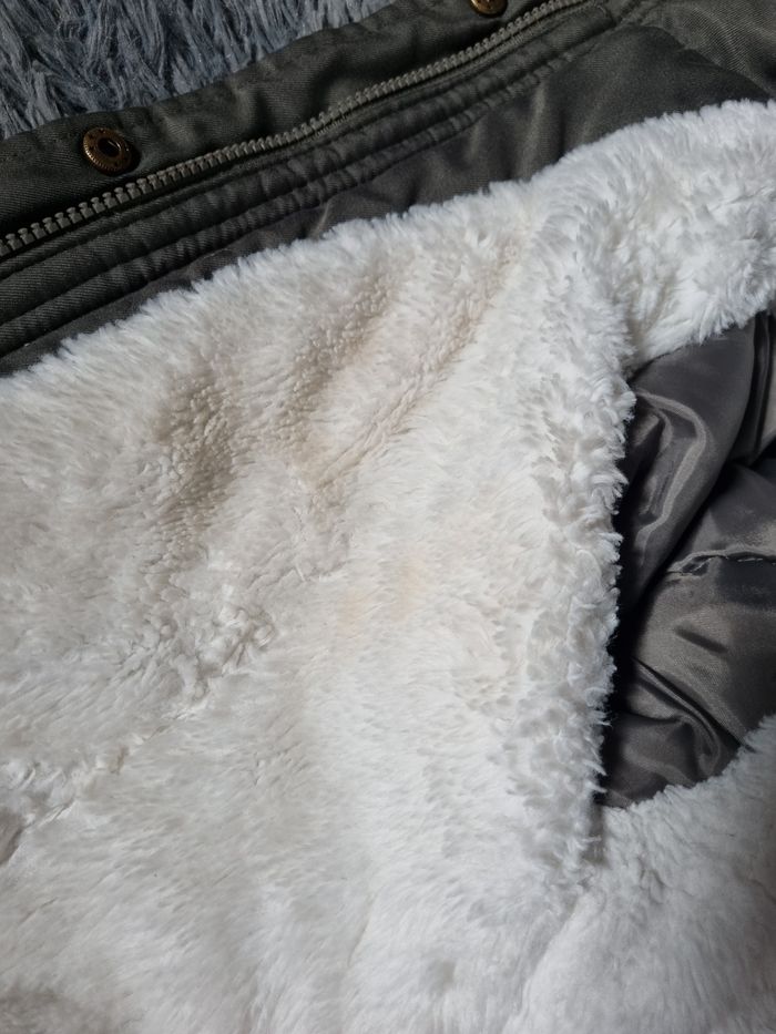 Parka déperlante kaki à capuche intérieur fausse fourrure 12ans très doux et chaud - photo numéro 9
