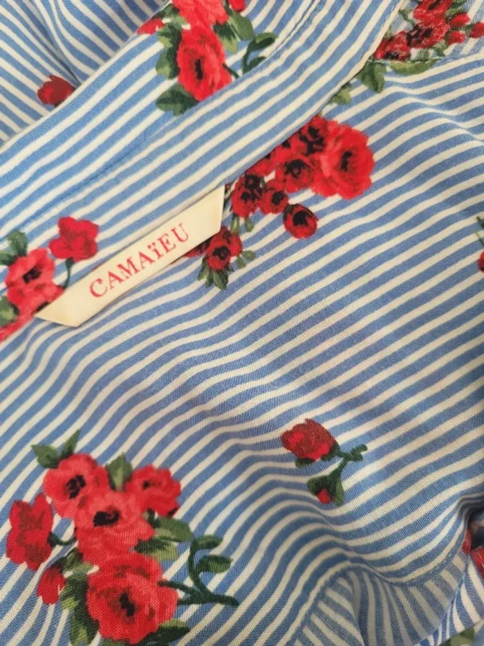 Chemise camaïeu rayée fleurie - photo numéro 5