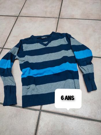 Pull rayé gris bleu