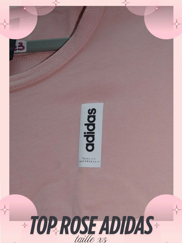 Tee-shirt Rose pâle Adidas - Taille XS - photo numéro 2