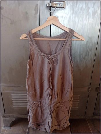 Combi short en lin couleur taupe Le Temps des Cerises taille 36 bon état