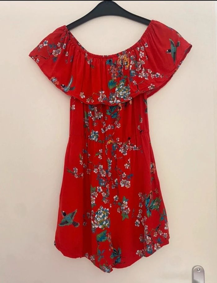 Combishort rouge fleurie été - photo numéro 2