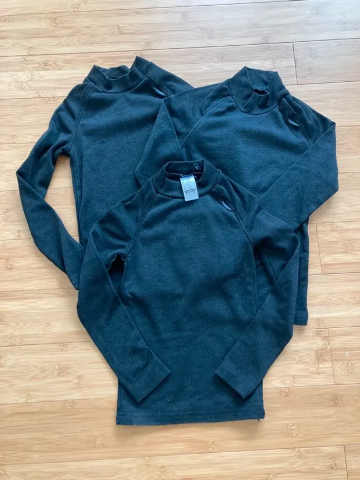 6 ans - T-shirt ou appelé également sous-vêtement thermique de ski enfant - BL 100 haut - noir