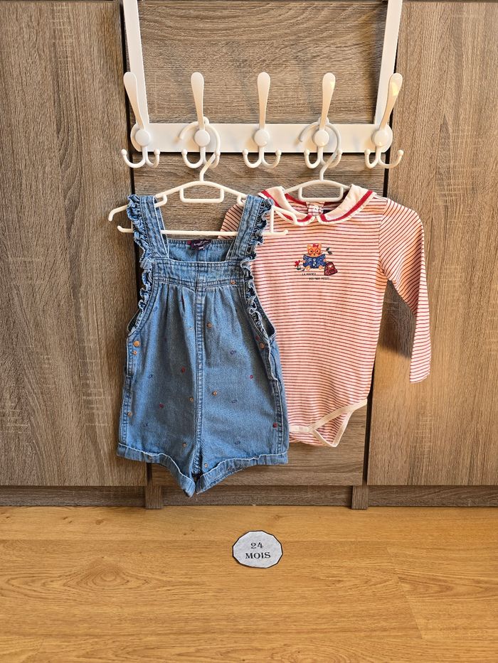 Vêtement Bébé Fille - Ensemble Salopette + Body - Sergent Major - 24 mois 86 cm - photo numéro 2