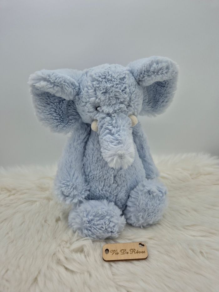 Doudou Peluche Elly Éléphant Bleu Bashfull Jellycat