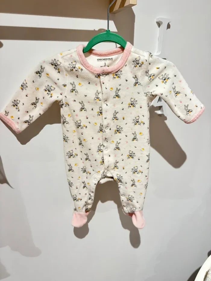 Grenouillère pyjama dors bien bebe fille en velours