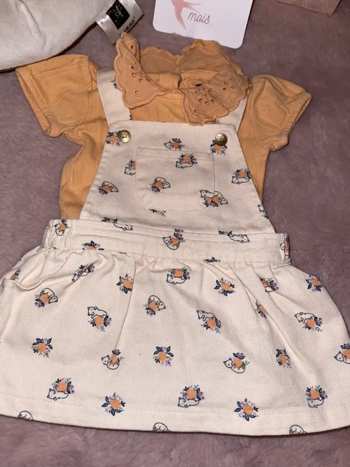 Ensemble body et robe salopette sergent major 3mois - photo numéro 2