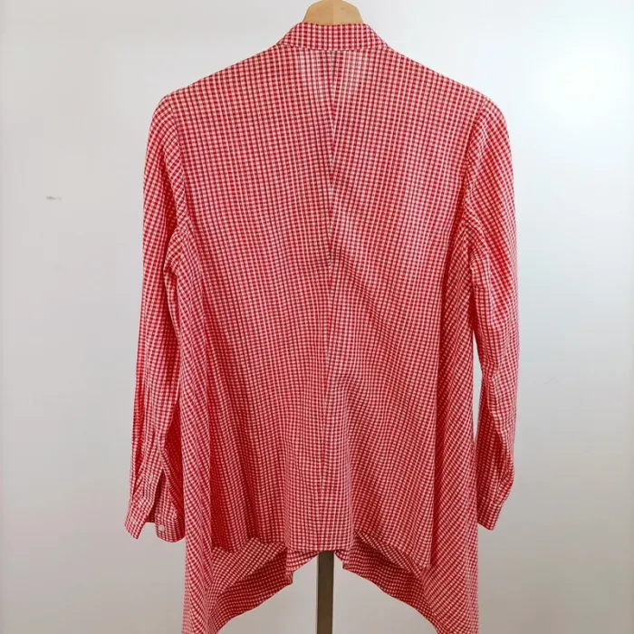 Chemise vichy rouge et blanche Anne Klein 100% coton col mao T.36 A1516 - photo numéro 6