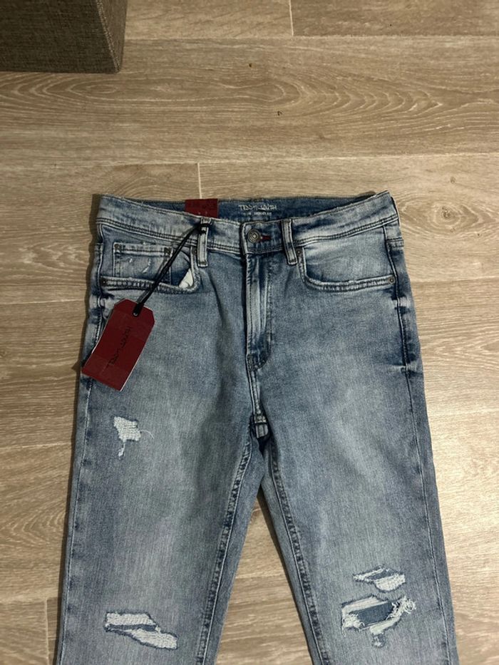 Jeans Teddy Smith flash jr skinny bleu clair destroy 16ans - photo numéro 2