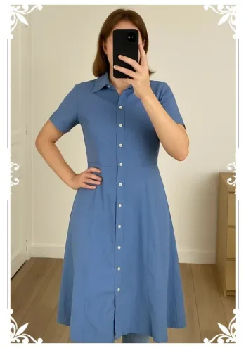Robe chemise bleu ciel – Taille L