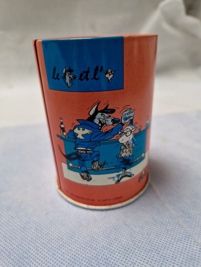 Pot à crayon vintage "le loup et l'agneau "