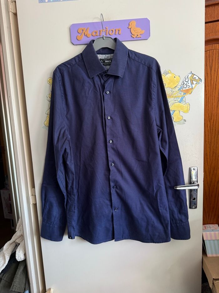 Chemise à manches longues bleu marine à motifs, taille M, marque Brice - photo numéro 1