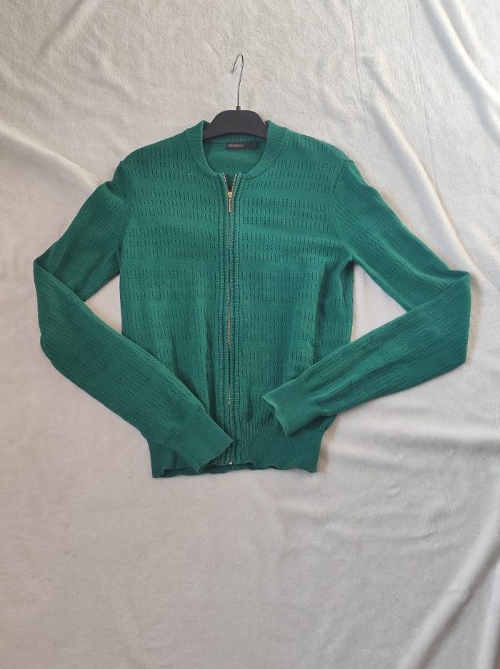 Cardigan zippé vert taille XS - photo numéro 3
