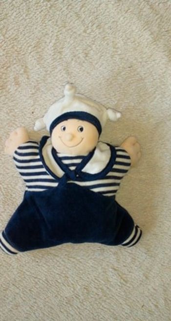 Doudou hochet marin bleu et blanc