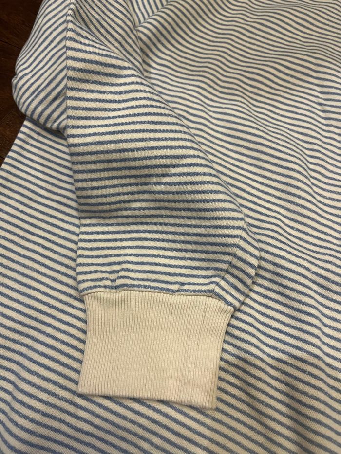 Sweat rayé beige et bleu clair avec logo baron biarritz taille L unisexe - photo numéro 3