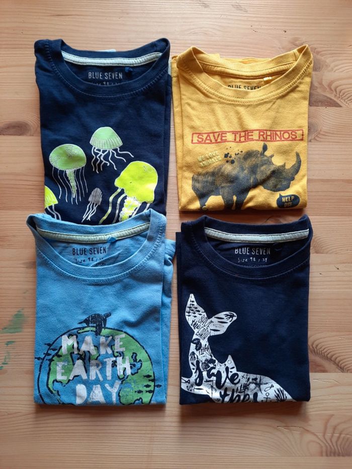 Lot 4 t shirts Blue seven coton bio 3 ans ou 98 cm - photo numéro 1