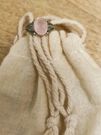 💍 bague art déco 🌸 argent massif et quartz rose