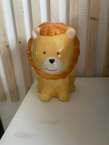 Tirelire lion céramique moutarde neuf
