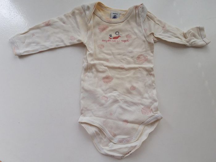 Body Petit Bateau blanc manches longues, avec motifs poisson 6 mois 67 cm