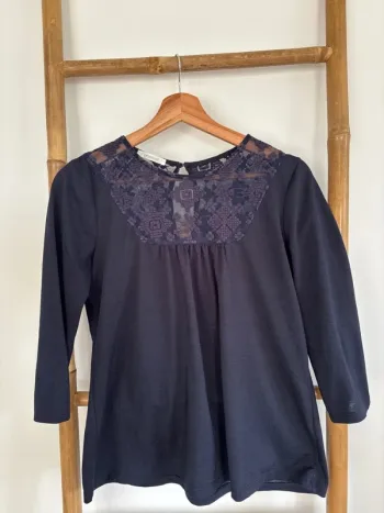 Blouse bleu marine manches 3/4