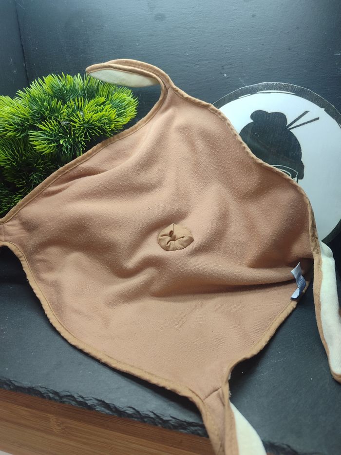 Doudou plat ours blanc marron empreinte gipsy Beige Crème Patte Noeud DD002818 - photo numéro 2