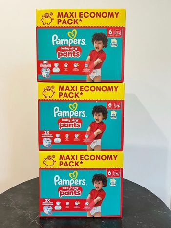 🔹3 Packs Pampers Baby-Dry Pants Taille 6 Maxi Economy – 222 pants – Neufs scellés 13–27 kg