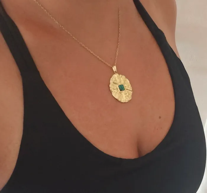 Collier malachite en acier - photo numéro 4