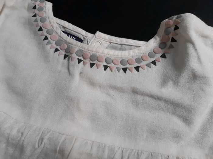Blouse bébé fille 18 mois crème rose gris motifs bohème neuve - photo numéro 2