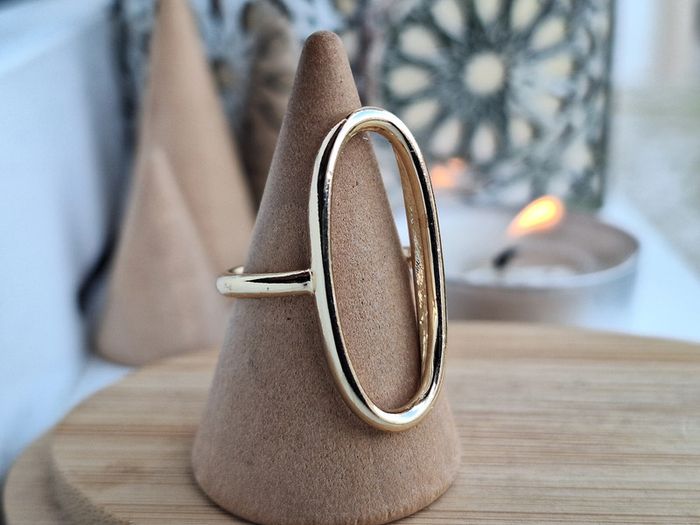Bague ovale ouverte Doréé , avec un design simple et Minimaliste, Ajustable - photo numéro 2