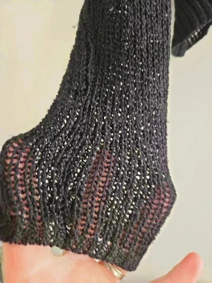 Haut cache coeur court femme taille 1 maille noir - photo numéro 2