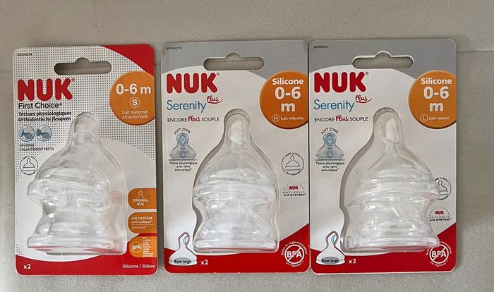 tétines biberon Nuk débit S M L