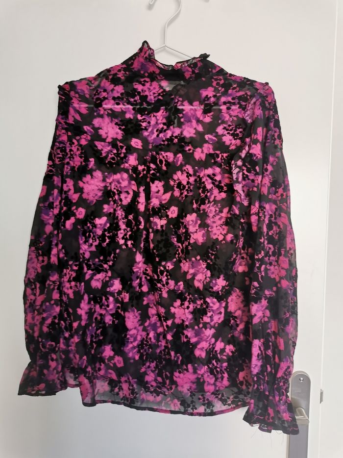 Chemise fleurie texturée - Flamant rose - T 36 - photo numéro 2