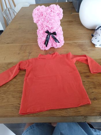 T-shirt col roulé rouge/ corail 18m