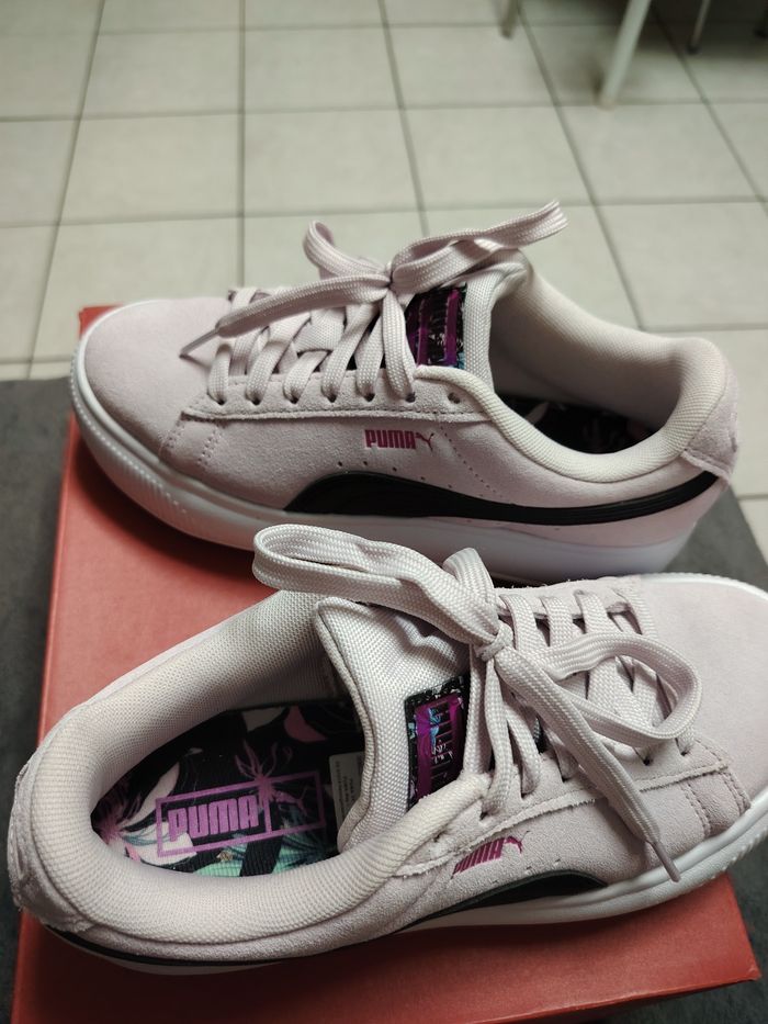 Basket puma cuir mauve - photo numéro 4
