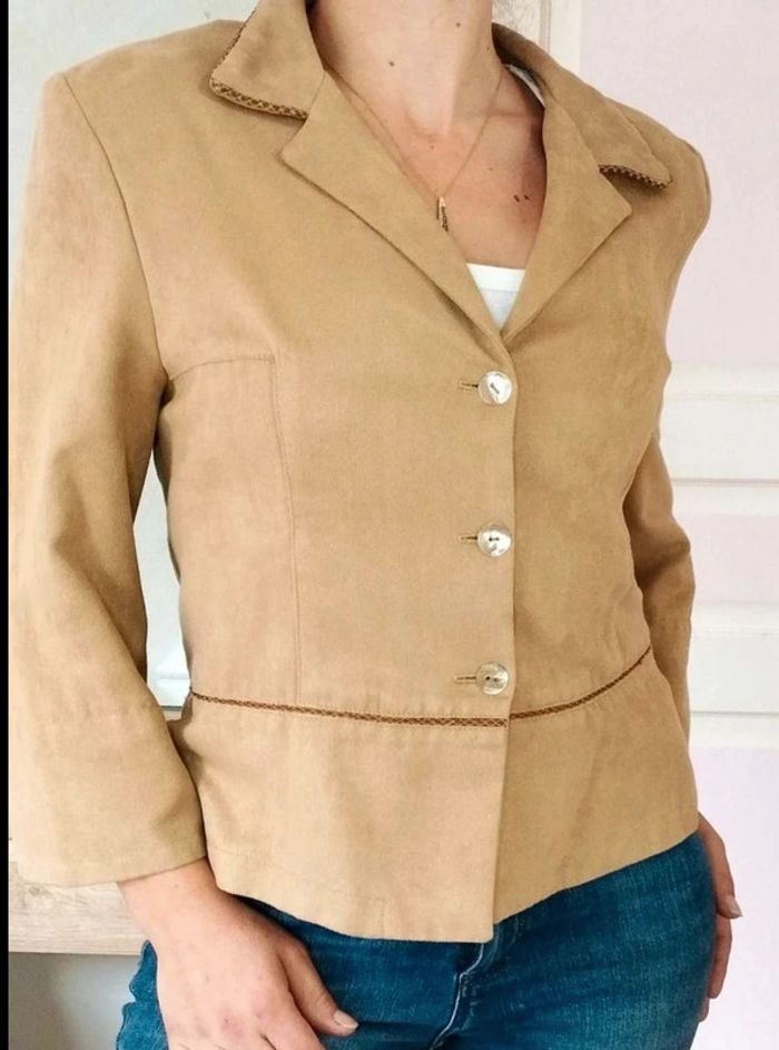 Veste blazer - Suédine - Sépia Vintage - Made in France 38 actuel - Parfait État