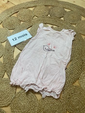 Combinaison short barboteuse rose 12 mois