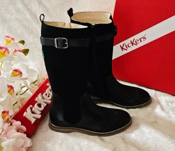 Bottes Hautes Cavalières Cuir Zip Kickers T30