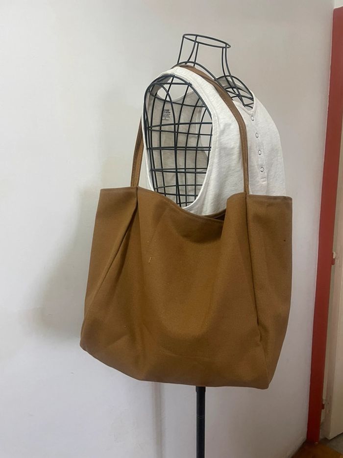 Sac à bandoulière marron décontracté en toile très résistant et de grande capacité - photo numéro 13
