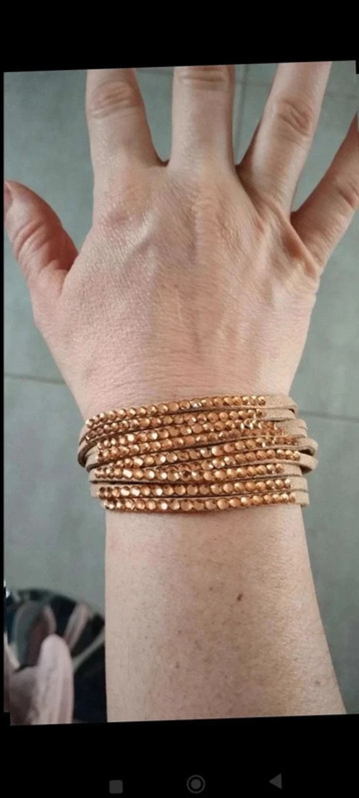 Bracelet a strass pression doré